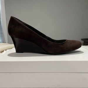 Calvin Klein brown suede wedges